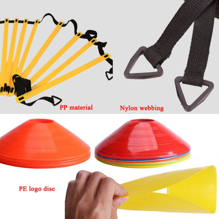 23 In 1 Football Training Agility Ladder + Logo Disc + Drag Umbrella Set( Yellow )-garmade.com
