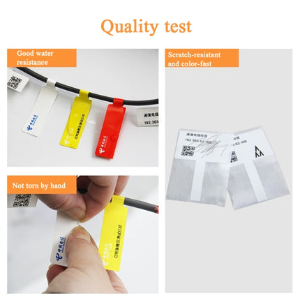QR-285A Printer Thermal Sticker Paper Cable Label Paper 100 Sheet T Type 38 x 25 + 35 (Yellow)-garmade.com