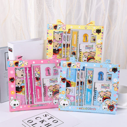 2 Sets 8899Primary School Student Activity Prize Cartoon Stationery Gift Children Stationery Set(Pink Cat)-garmade.com
