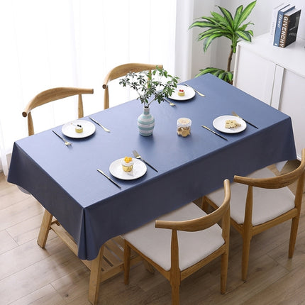 140x140cm Solid Color PVC Waterproof Oil-Proof And Scald-Proof Disposable Tablecloth(Navy Blue)-garmade.com