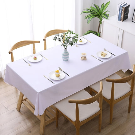 140x140cm Solid Color PVC Waterproof Oil-Proof And Scald-Proof Disposable Tablecloth(Pure White)-garmade.com