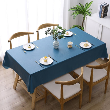 140x140cm Solid Color PVC Waterproof Oil-Proof And Scald-Proof Disposable Tablecloth(Pure Blue)-garmade.com