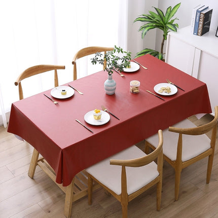 140x140cm Solid Color PVC Waterproof Oil-Proof And Scald-Proof Disposable Tablecloth(Red Wine)-garmade.com