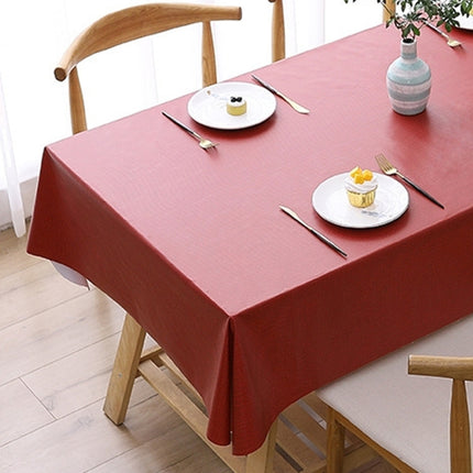 140x140cm Solid Color PVC Waterproof Oil-Proof And Scald-Proof Disposable Tablecloth(Red Wine)-garmade.com