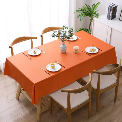 140x140cm Solid Color PVC Waterproof Oil-Proof And Scald-Proof Disposable Tablecloth(Orange)-garmade.com