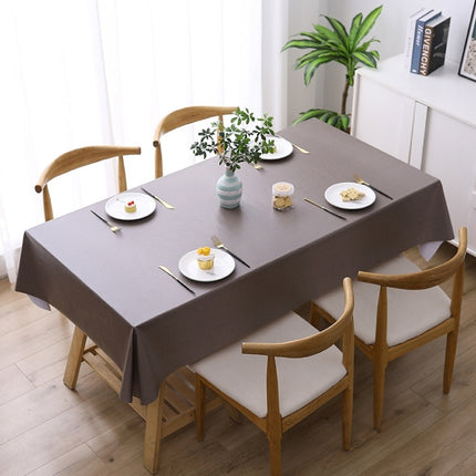 140x140cm Solid Color PVC Waterproof Oil-Proof And Scald-Proof Disposable Tablecloth(Brown)-garmade.com