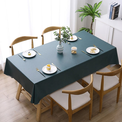 140x180cm Solid Color PVC Waterproof Oil-Proof And Scald-Proof Disposable Tablecloth(Dark Green)-garmade.com