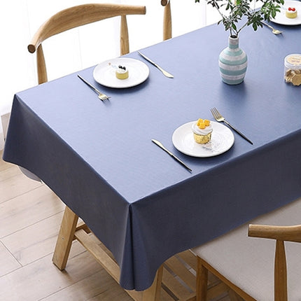 140x220cm Solid Color PVC Waterproof Oil-Proof And Scald-Proof Disposable Tablecloth(Navy Blue)-garmade.com