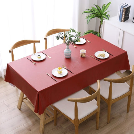 140x220cm Solid Color PVC Waterproof Oil-Proof And Scald-Proof Disposable Tablecloth(Red Wine)-garmade.com