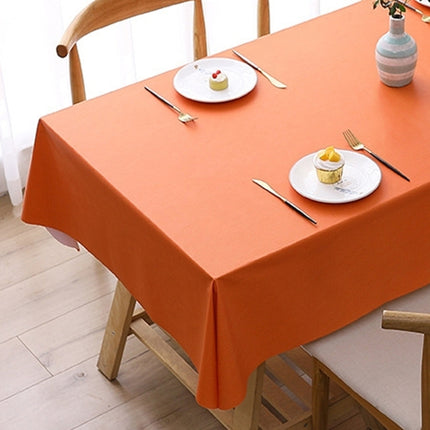 140x220cm Solid Color PVC Waterproof Oil-Proof And Scald-Proof Disposable Tablecloth(Orange)-garmade.com