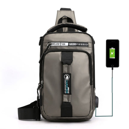 HaoShuai 1100-1 Men Chest Bag Multifunctional Single / Double Shoulder Backpack with External USB Charging Port(Khaki)-garmade.com