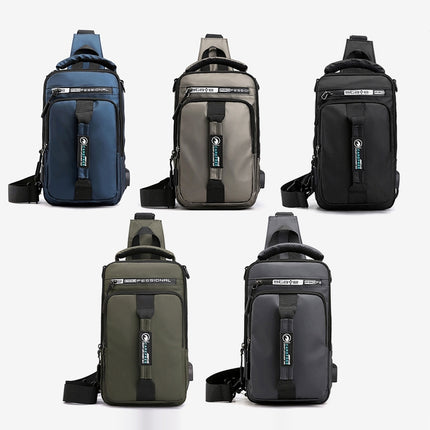HaoShuai 1100-1 Men Chest Bag Multifunctional Single / Double Shoulder Backpack with External USB Charging Port(Gray)-garmade.com