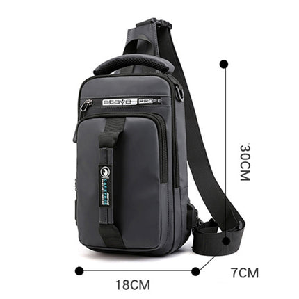 HaoShuai 1100-1 Men Chest Bag Multifunctional Single / Double Shoulder Backpack with External USB Charging Port(Gray)-garmade.com