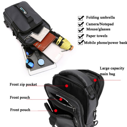 HaoShuai 1100-1 Men Chest Bag Multifunctional Single / Double Shoulder Backpack with External USB Charging Port(Navy Blue)-garmade.com