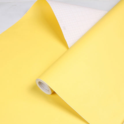 0.6x3m Self-Adhesive Plain Wallpaper PVC Thickened With Glue Solid Color Children Kindergarten Stickers(Light Yellow Y807)-garmade.com