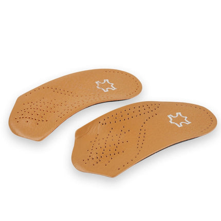 2 Pairs Cow Leather Arch Half Insole Flat Arch Support O-Leg Corrective Insole,Size: 35/36-garmade.com