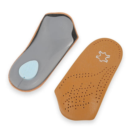 2 Pairs Cow Leather Arch Half Insole Flat Arch Support O-Leg Corrective Insole,Size: 35/36-garmade.com
