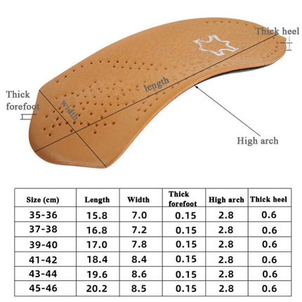 2 Pairs Cow Leather Arch Half Insole Flat Arch Support O-Leg Corrective Insole,Size: 37/38-garmade.com