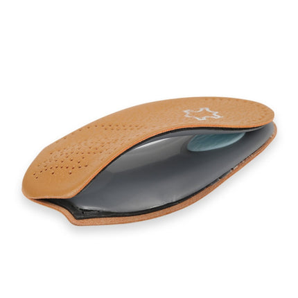 2 Pairs Cow Leather Arch Half Insole Flat Arch Support O-Leg Corrective Insole,Size: 39/40-garmade.com