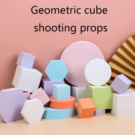 8 PCS Geometric Cube Photo Props Decorative Ornaments Photography Platform, Colour: Small Light Blue Hexagon-garmade.com
