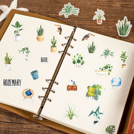 TH001-22 6 Sets Japanese Paper Decoration Hand Account DIY Sticker(Watercolor Forest)-garmade.com