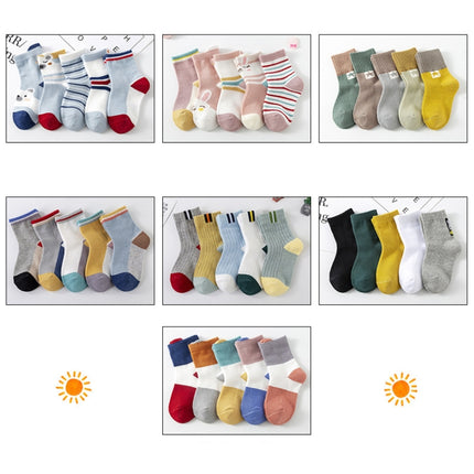 10 Pairs Spring And Summer Children Socks Combed Cotton Tube Socks S(Ear Bear)-garmade.com