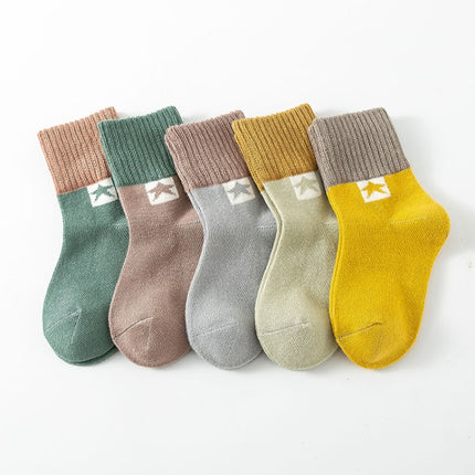 10 Pairs Spring And Summer Children Socks Combed Cotton Tube Socks S(Stars)-garmade.com