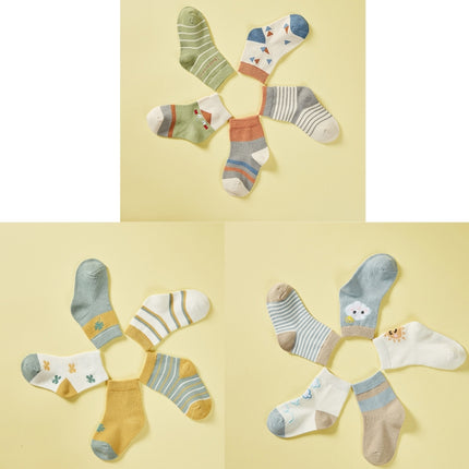 10 Pairs Spring And Summer Children Socks Combed Cotton Tube Socks S(Wisdom Triangle)-garmade.com