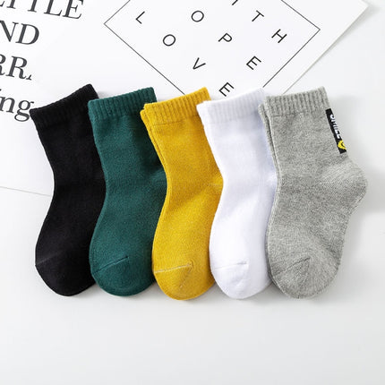 10 Pairs Spring And Summer Children Socks Combed Cotton Tube Socks M(Smile)-garmade.com