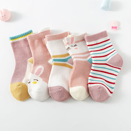 10 Pairs Spring And Summer Children Socks Combed Cotton Tube Socks M(Ear Rabbit)-garmade.com