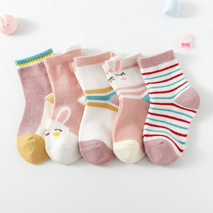 10 Pairs Spring And Summer Children Socks Combed Cotton Tube Socks XL(Ear Rabbit)-garmade.com