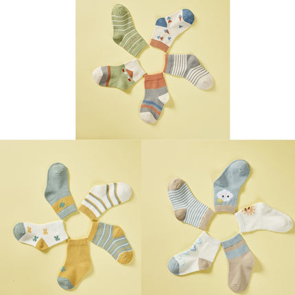 10 Pairs Spring And Summer Children Socks Combed Cotton Tube Socks XL(Wisdom Triangle)-garmade.com