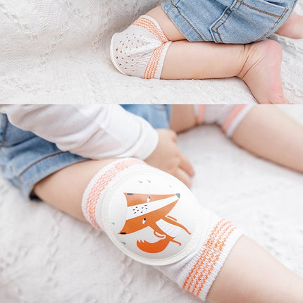 3 Pairs Baby Knee Pads Summer Mesh Thin Cotton Baby Crawling Anti-Fall Elbow Knee Pads Suitable Age: 0-4 Years Old(Orange Fox)-garmade.com