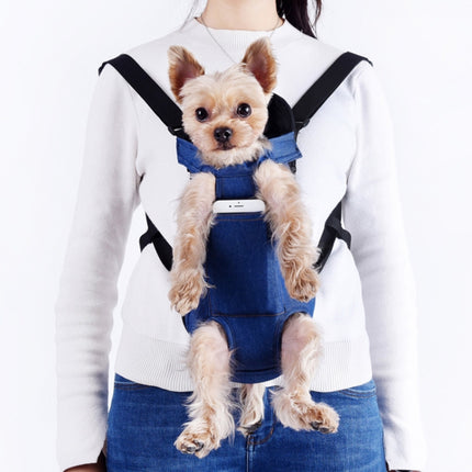Dog Going Out Foldable On Chest Backpack Pet Carrier Bag, Colour: Blue Denim (Four Seasons)(M)-garmade.com