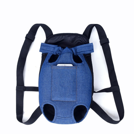 Dog Going Out Foldable On Chest Backpack Pet Carrier Bag, Colour: Blue Denim (Four Seasons)(L)-garmade.com