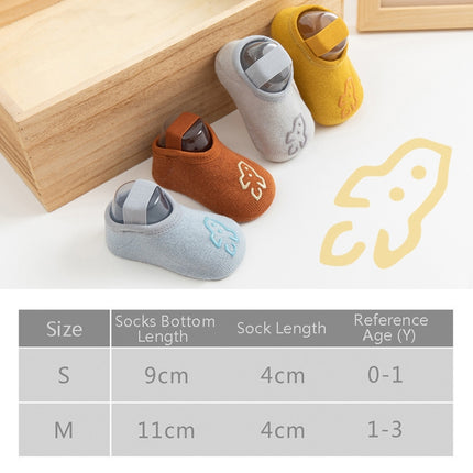 4 Pairs Baby Socks Cartoon Print Glue Strap Baby Anti-Slip Floor Socks Size: S 0-1 Years Old(Yellow)-garmade.com