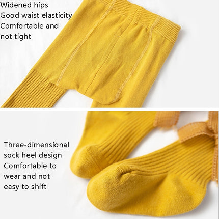 Spring And Autumn Girl Tights Bow Baby Knit Pantyhose Size: S 0-1 Years Old(Turmeric)-garmade.com