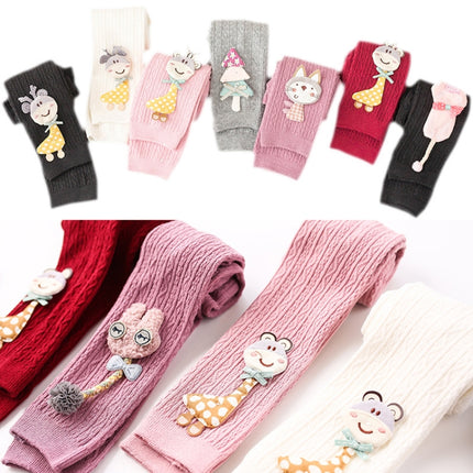 Children Pantyhose Knit Cotton Cartoon Girl Tights Baby Cropped Pants Socks Size: S 0-1 Years Old(Pink)-garmade.com