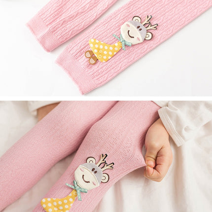 Children Pantyhose Knit Cotton Cartoon Girl Tights Baby Cropped Pants Socks Size: S 0-1 Years Old(Gray)-garmade.com