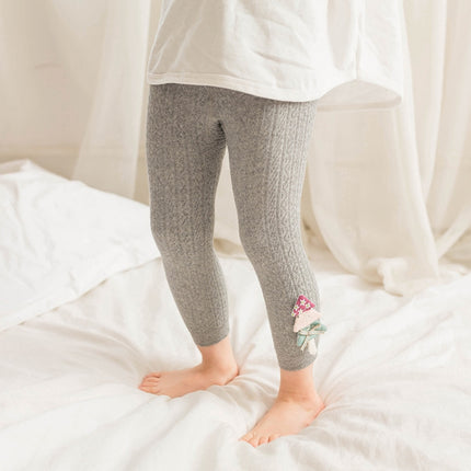 Children Pantyhose Knit Cotton Cartoon Girl Tights Baby Cropped Pants Socks Size: S 0-1 Years Old(Gray)-garmade.com