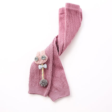 Children Pantyhose Knit Cotton Cartoon Girl Tights Baby Cropped Pants Socks Size: M 1-2 Years Old(Light Purple)-garmade.com