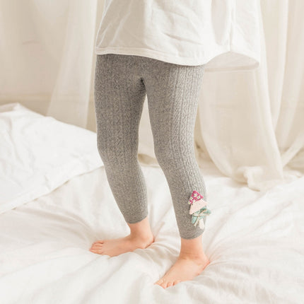 Children Pantyhose Knit Cotton Cartoon Girl Tights Baby Cropped Pants Socks Size: M 1-2 Years Old(Gray)-garmade.com