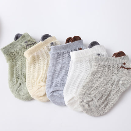 5 Pairs / Set Baby Socks Mesh Thin Cotton Breathable Children Boat Socks, Toyan Socks: S 0-1 Years Old(Boy Smiley)-garmade.com