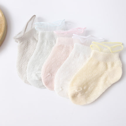 5 Pairs / Set Baby Socks Mesh Thin Cotton Breathable Children Boat Socks, Toyan Socks: S 0-1 Years Old(Girl Crimp)-garmade.com