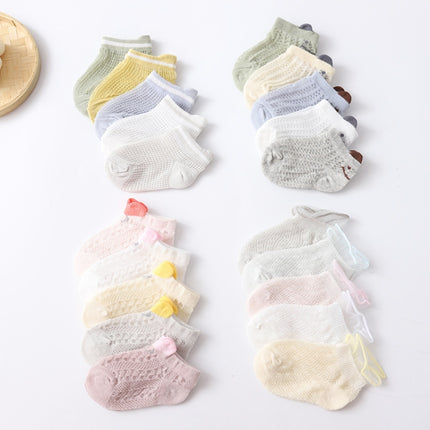 5 Pairs / Set Baby Socks Mesh Thin Cotton Breathable Children Boat Socks, Toyan Socks: S 0-1 Years Old(Boy Smiley)-garmade.com