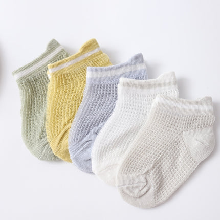 5 Pairs / Set Baby Socks Mesh Thin Cotton Breathable Children Boat Socks, Toyan Socks: M 1-3 Years Old(Boy Heel Reinforcement)-garmade.com