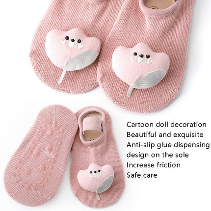 3 Pairs Baby Socks Cartoon Doll Anti-Slip Anti-Out Cotton Baby Floor Socks, Toyan Socks: S 0-1 Years Old(Purple Rabbit)-garmade.com