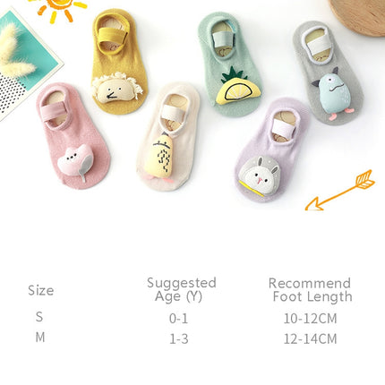 3 Pairs Baby Socks Cartoon Doll Anti-Slip Anti-Out Cotton Baby Floor Socks, Toyan Socks: S 0-1 Years Old(Turmeric Lion)-garmade.com