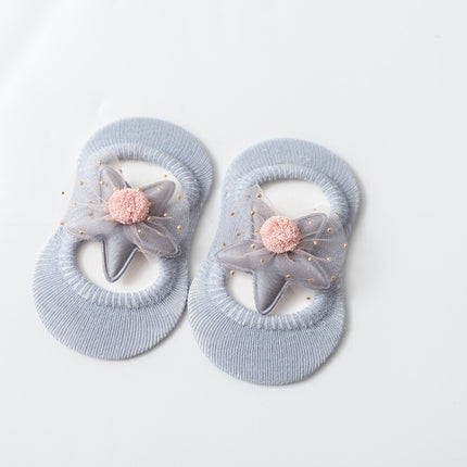 2 Pairs Baby Floor Socks Hollow Flower Spot Glue Non-Slip Children Socks, Toyan Socks: S 0-1 Years Old(Gray)-garmade.com