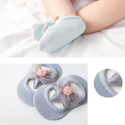 2 Pairs Baby Floor Socks Hollow Flower Spot Glue Non-Slip Children Socks, Toyan Socks: S 0-1 Years Old(Gray)-garmade.com